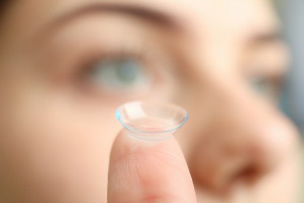 Concept of contact lenses for eyes, health care